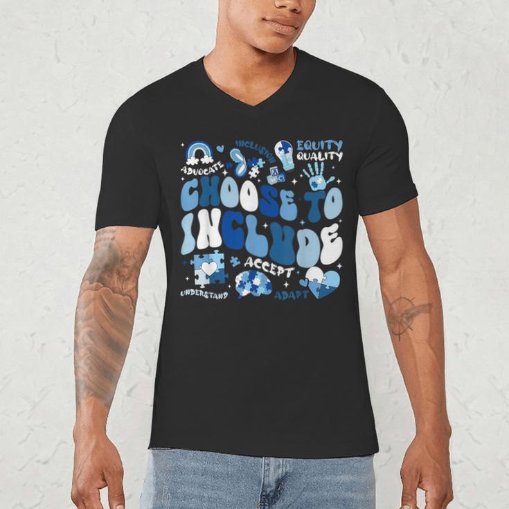 Choose To Include Inclusion Matters Autism Awareness Teacher Men's V-Neck T-Shirt, novelty gifts, funny gifts