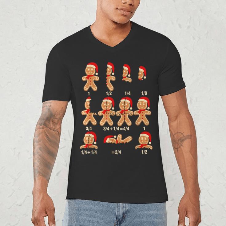 Christmas Math Teacher Equation Gingerbread With Santa Hat Men Women Men's V-Neck T-Shirt, novelty gifts, funny gifts