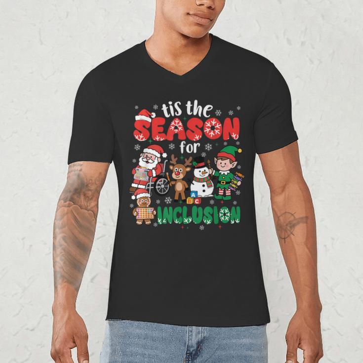 Christmas Sped Teacher Tis The Season For Inclusion Women Men's V-Neck T-Shirt, novelty gifts, funny gifts