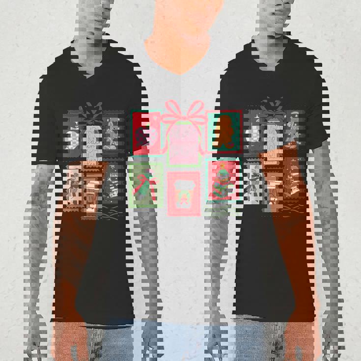 Christmas Teacher Stamps Men&#x27;s V-Neck T-Shirt, novelty gifts, funny gifts