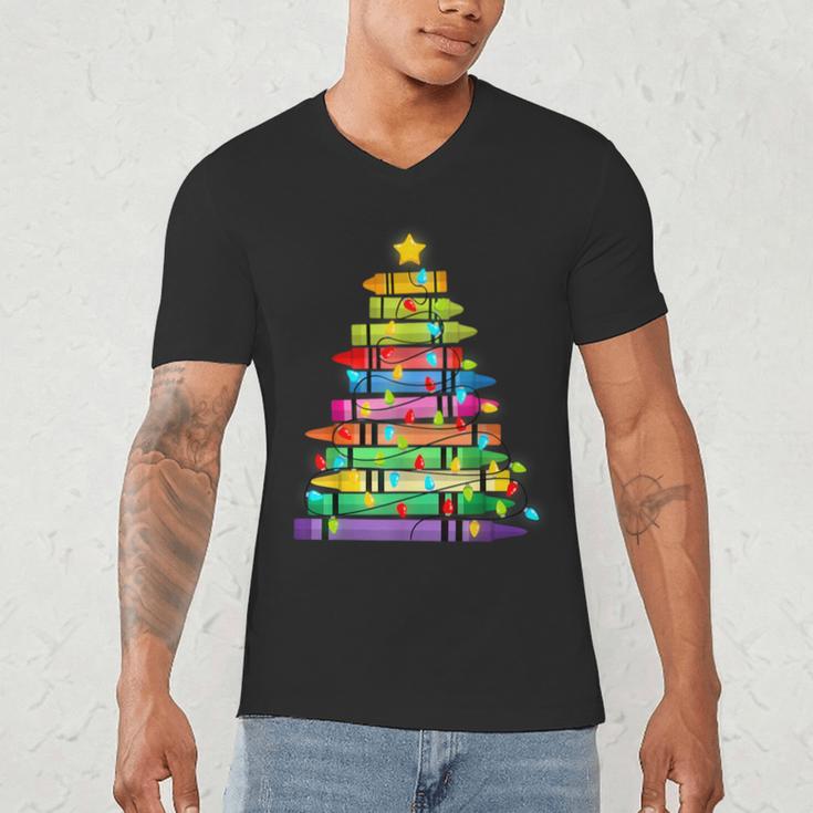 Christmas Tree Made Of Crayons School Teacher Life Student Men's V-Neck T-Shirt, novelty gifts, funny gifts Christmas Tree Made Of Crayons School Teacher Life Student Men's V-Neck T-Shirt, novelty gifts, funny gifts