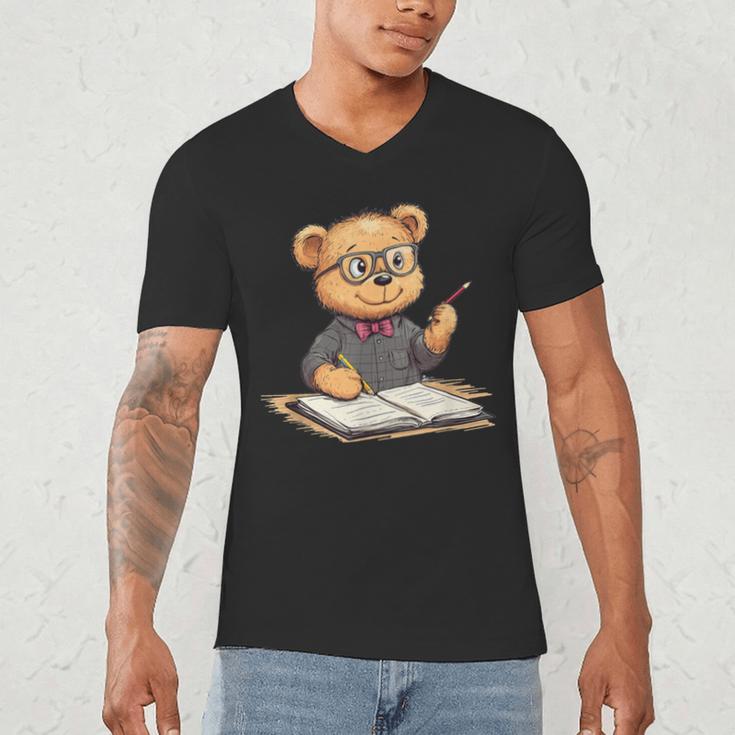 Classroom Fun With Teddy Bear Teacher Men's V-Neck T-Shirt, novelty gifts, funny gifts
