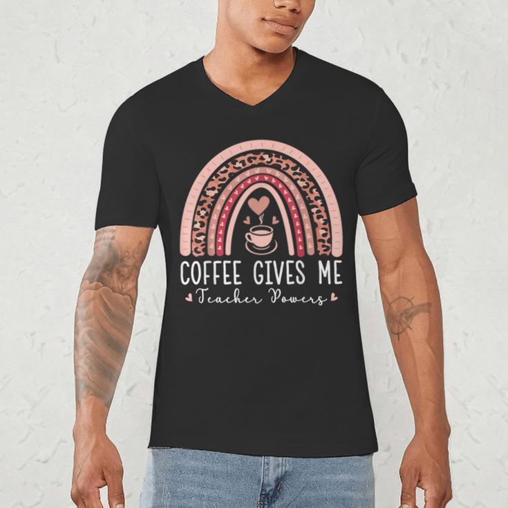 Coffee Gives Me Teacher Powers Leopard Rainbow Teacher Men's V-Neck T-Shirt, novelty gifts, funny gifts Coffee Gives Me Teacher Powers Leopard Rainbow Teacher Men's V-Neck T-Shirt, novelty gifts, funny gifts