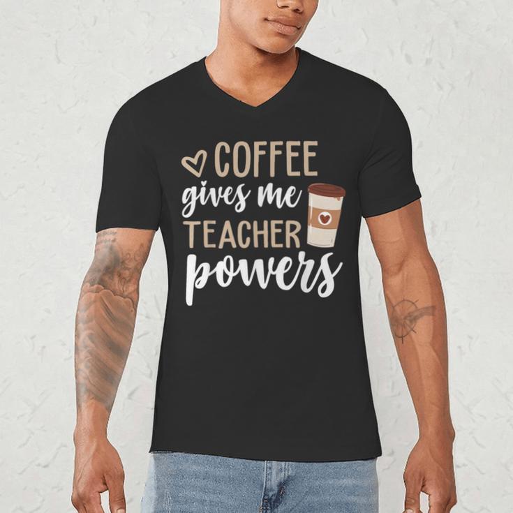 Coffee Gives Me Teacher Powers Teacher Men's V-Neck T-Shirt, novelty gifts, funny gifts Coffee Gives Me Teacher Powers Teacher Men's V-Neck T-Shirt, novelty gifts, funny gifts