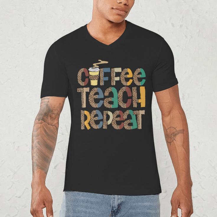 Coffee Teach Repeat Leopard Print Back To School Teachers Men's V-Neck T-Shirt, novelty gifts, funny gifts Coffee Teach Repeat Leopard Print Back To School Teachers Men's V-Neck T-Shirt, novelty gifts, funny gifts