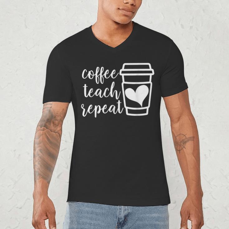 Coffee Teach Repeat Women's Misses Plus Size Teacher Men's V-Neck T-Shirt, novelty gifts, funny gifts Coffee Teach Repeat Women's Misses Plus Size Teacher Men's V-Neck T-Shirt, novelty gifts, funny gifts