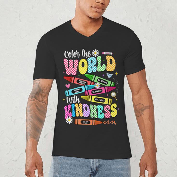 Color The World With Kindness Teacher Back To School Men's V-Neck T-Shirt, novelty gifts, funny gifts Color The World With Kindness Teacher Back To School Men's V-Neck T-Shirt, novelty gifts, funny gifts
