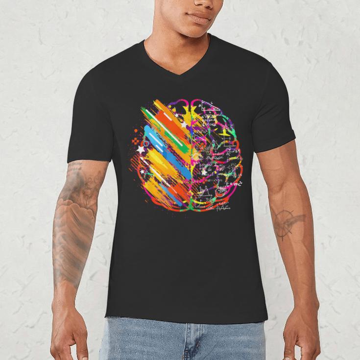Colorful Brain Art Teacher Artist Painter Student Men's V-Neck T-Shirt, novelty gifts, funny gifts