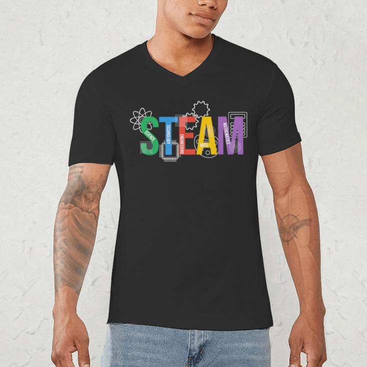 Colorful Steam Letters For Steam Program Teacher And Student Men's V-Neck T-Shirt, novelty gifts, funny gifts