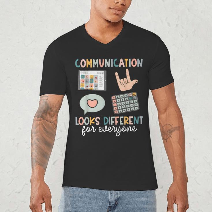 Communication Looks Different For Everyone SPED Teacher ASD Men's V-Neck T-Shirt, novelty gifts, funny gifts Communication Looks Different For Everyone SPED Teacher ASD Men's V-Neck T-Shirt, novelty gifts, funny gifts