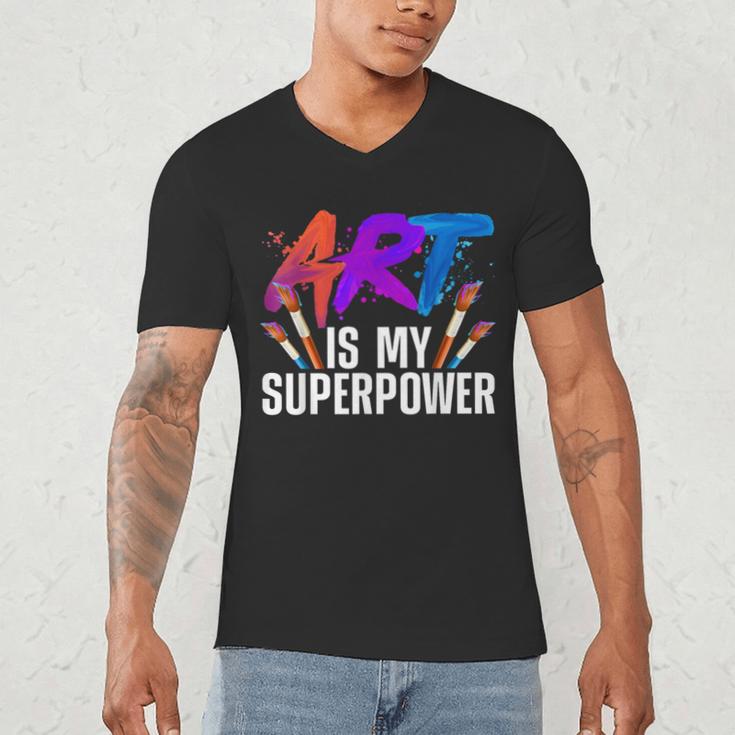 Cool Art For Men Women Art Teacher Artist Painter Superpower Men's V-Neck T-Shirt, novelty gifts, funny gifts
