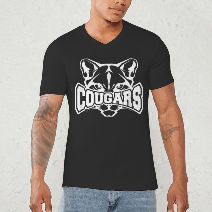 Cougars Teacher Student School Sports Fan Team Spirit Men's V-Neck T-Shirt, novelty gifts, funny gifts
