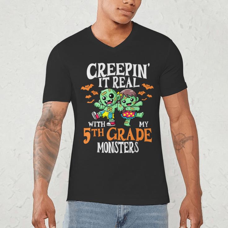 Creepin It Real Monster School 5th Grade Teacher Halloween Men's V-Neck T-Shirt, novelty gifts, funny gifts Creepin It Real Monster School 5th Grade Teacher Halloween Men's V-Neck T-Shirt, novelty gifts, funny gifts