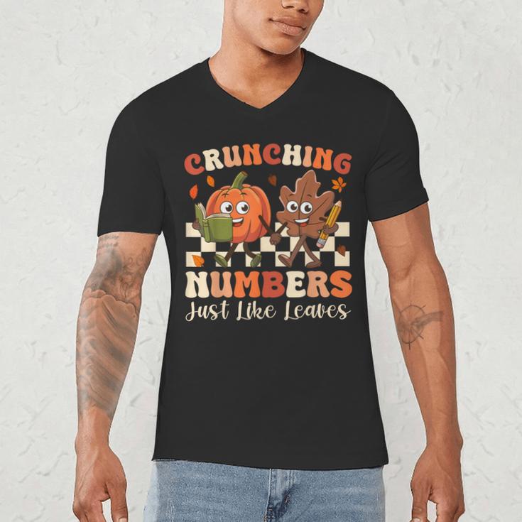 Crunching Numbers Just Like Leaves Pumpkin Fall Teacher Men's V-Neck T-Shirt, novelty gifts, funny gifts Crunching Numbers Just Like Leaves Pumpkin Fall Teacher Men's V-Neck T-Shirt, novelty gifts, funny gifts