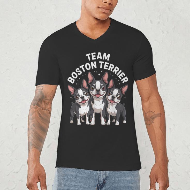 Cute Cartoon For Dog Owners Pet Team Boston Terrier Men's V-Neck T-Shirt, novelty gifts, funny gifts