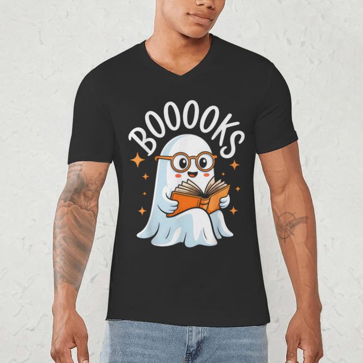 Cute Ghost Reading Book Librarian Teacher Halloween Costume Men's V-Neck T-Shirt, novelty gifts, funny gifts