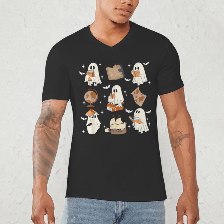Cute Ghosts Reading Book Bookworm Halloween History Teacher Men's V-Neck T-Shirt, novelty gifts, funny gifts Cute Ghosts Reading Book Bookworm Halloween History Teacher Men's V-Neck T-Shirt, novelty gifts, funny gifts