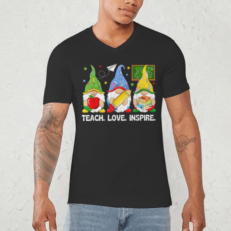 Cute Gnomes Teach Love And Inspire Back To School Teacher Men's V-Neck T-Shirt, novelty gifts, funny gifts Cute Gnomes Teach Love And Inspire Back To School Teacher Men's V-Neck T-Shirt, novelty gifts, funny gifts
