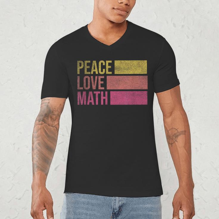 Cute Math Teacher Peace Love Math Men's V-Neck T-Shirt, novelty gifts, funny gifts
