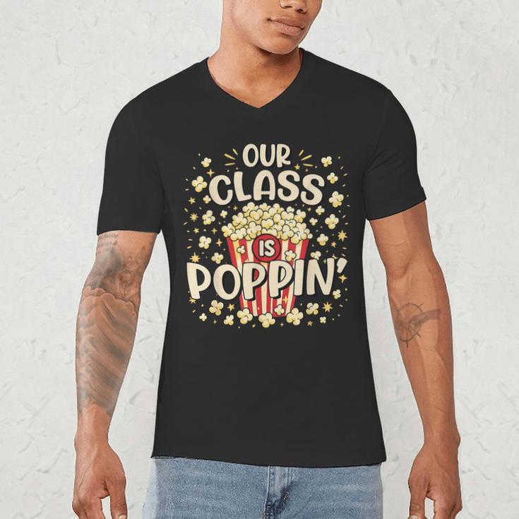 Cute Teacher Popcorn Day Men's V-Neck T-Shirt, novelty gifts, funny gifts