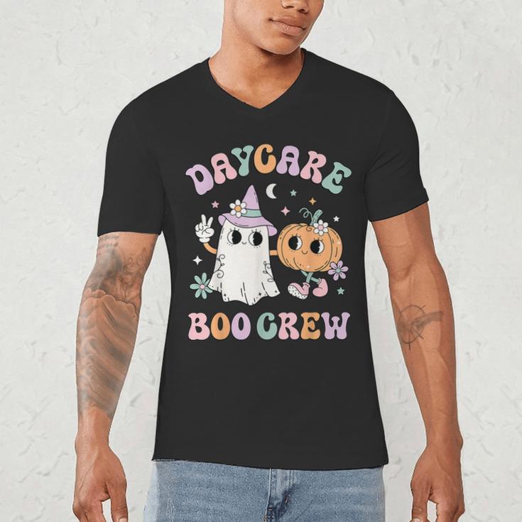 Daycare Boo Crew Groovy Halloween Floral Ghost Kid Teacher Men's V-Neck T-Shirt, novelty gifts, funny gifts Daycare Boo Crew Groovy Halloween Floral Ghost Kid Teacher Men's V-Neck T-Shirt, novelty gifts, funny gifts
