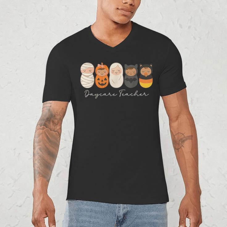 Daycare Teacher Halloween Infant Squad Spooky Childcare Fall Men's V-Neck T-Shirt, novelty gifts, funny gifts