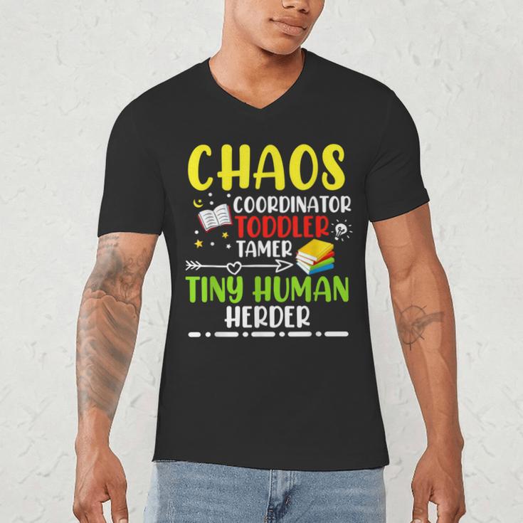 Daycare Teacher School Chaos Coordinator Toddler Tamer For Men Women Kids Men's V-Neck T-Shirt, novelty gifts, funny gifts