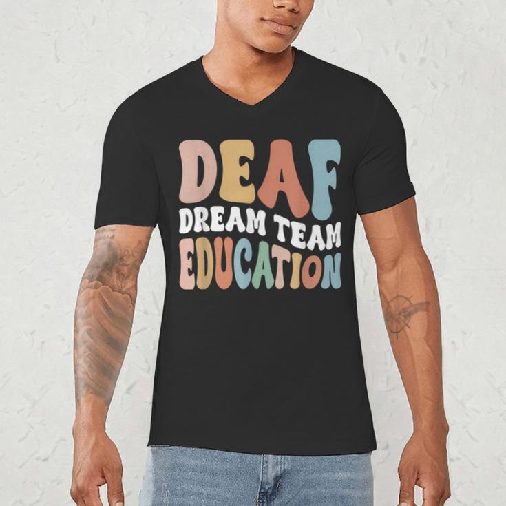 Deaf Dream Team Education Deaf Education Teacher Men's V-Neck T-Shirt, novelty gifts, funny gifts Deaf Dream Team Education Deaf Education Teacher Men's V-Neck T-Shirt, novelty gifts, funny gifts