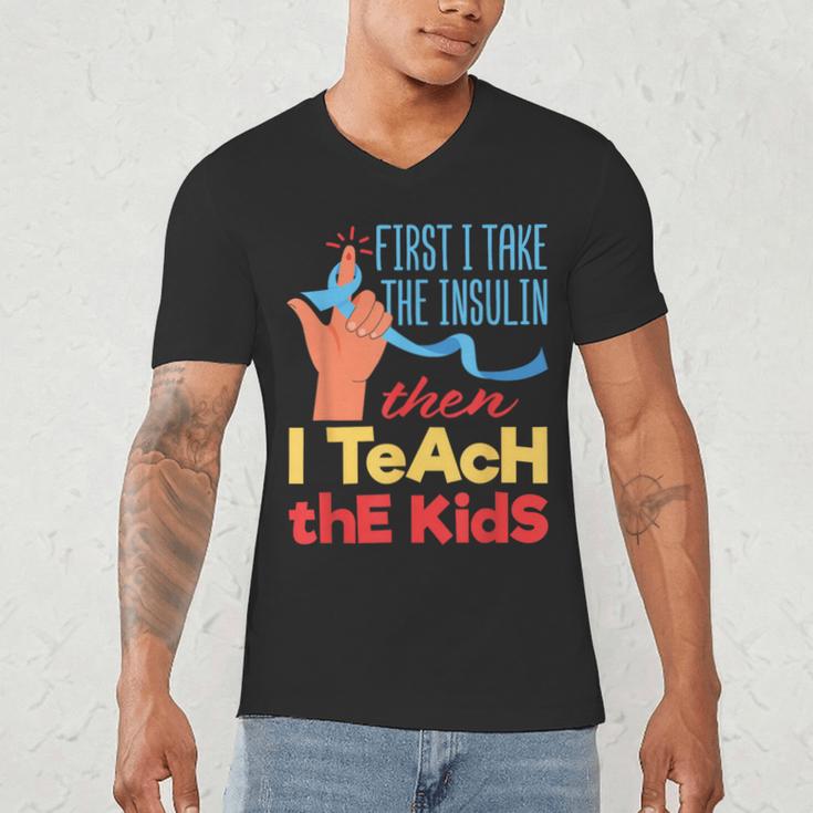 Diabetic Teacher Diabetes Awareness Insulin Blue Ribbon Men's V-Neck T-Shirt, novelty gifts, funny gifts Diabetic Teacher Diabetes Awareness Insulin Blue Ribbon Men's V-Neck T-Shirt, novelty gifts, funny gifts