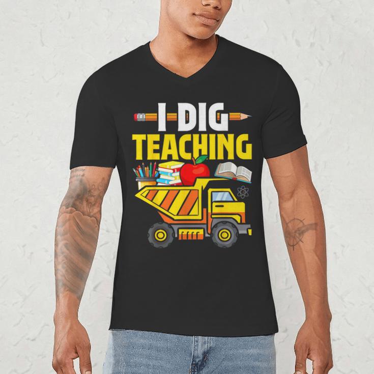 I Dig Teaching Dump Truck Construction Back School Teacher Men's V-Neck T-Shirt, novelty gifts, funny gifts I Dig Teaching Dump Truck Construction Back School Teacher Men's V-Neck T-Shirt, novelty gifts, funny gifts