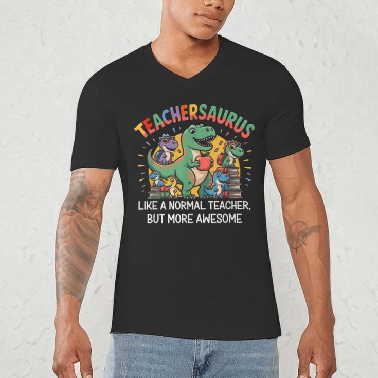 Dinosaurs Teachersaurus Like A Normal Teacher More Awesome Men's V-Neck T-Shirt, novelty gifts, funny gifts Dinosaurs Teachersaurus Like A Normal Teacher More Awesome Men's V-Neck T-Shirt, novelty gifts, funny gifts