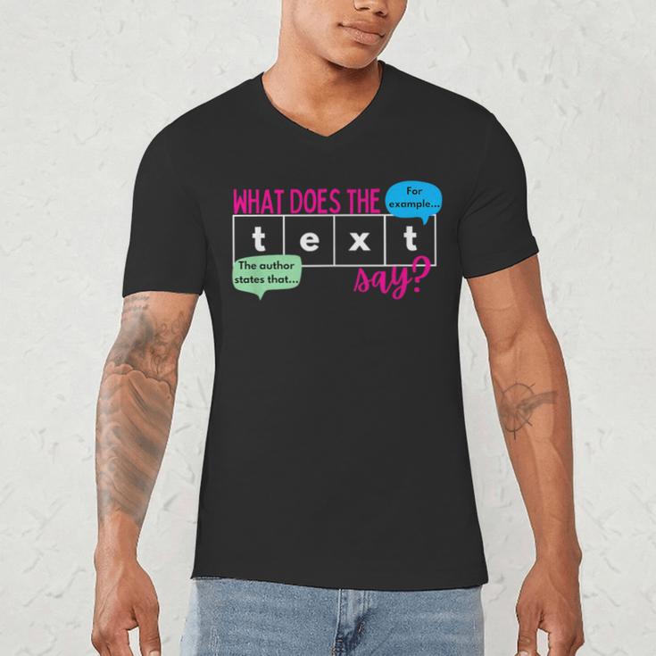 What Does The Text Say Text Evidence Reading Teacher For Men Women Men's V-Neck T-Shirt, novelty gifts, funny gifts What Does The Text Say Text Evidence Reading Teacher For Men Women Men's V-Neck T-Shirt, novelty gifts, funny gifts