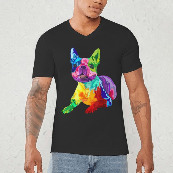 Dog Lover Boston Terrier Dog Colorful Boston Terrier Men Women Kids Men's V-Neck T-Shirt, novelty gifts, funny gifts