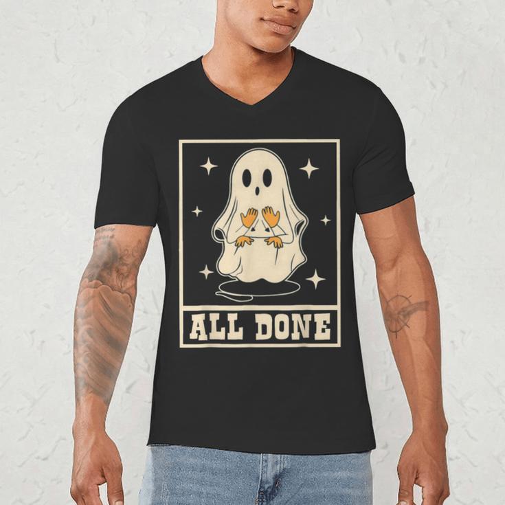 All Done Sign Language Ghost Speech Pathology Teacher Men's V-Neck T-Shirt, novelty gifts, funny gifts