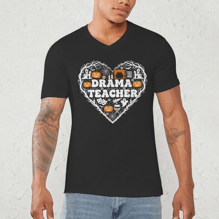 Drama Teacher Heart Pumpkin Ghost Halloween Kids Men's V-Neck T-Shirt, novelty gifts, funny gifts Drama Teacher Heart Pumpkin Ghost Halloween Kids Men's V-Neck T-Shirt, novelty gifts, funny gifts