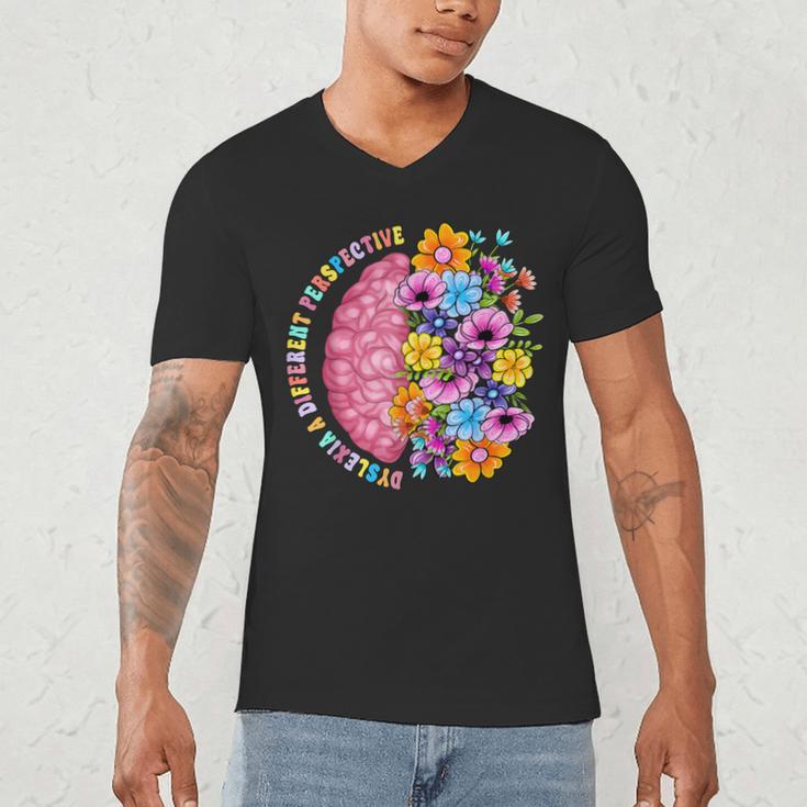 Dyslexia Different Perspective Reading Brain Floral Teacher Men's V-Neck T-Shirt, novelty gifts, funny gifts Dyslexia Different Perspective Reading Brain Floral Teacher Men's V-Neck T-Shirt, novelty gifts, funny gifts