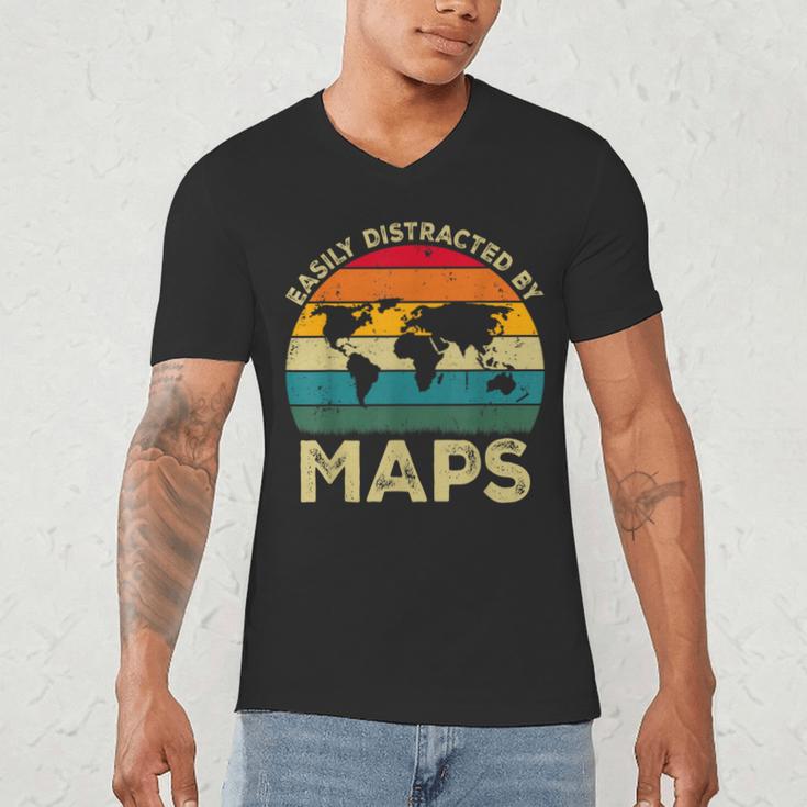 Easily Distracted By Maps Geography Teacher Men's V-Neck T-Shirt, novelty gifts, funny gifts Easily Distracted By Maps Geography Teacher Men's V-Neck T-Shirt, novelty gifts, funny gifts