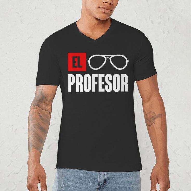 El Professor Money Costume Profesor Glasses Men Teacher Gift Men's V-Neck T-Shirt, novelty gifts, funny gifts El Professor Money Costume Profesor Glasses Men Teacher Gift Men's V-Neck T-Shirt, novelty gifts, funny gifts