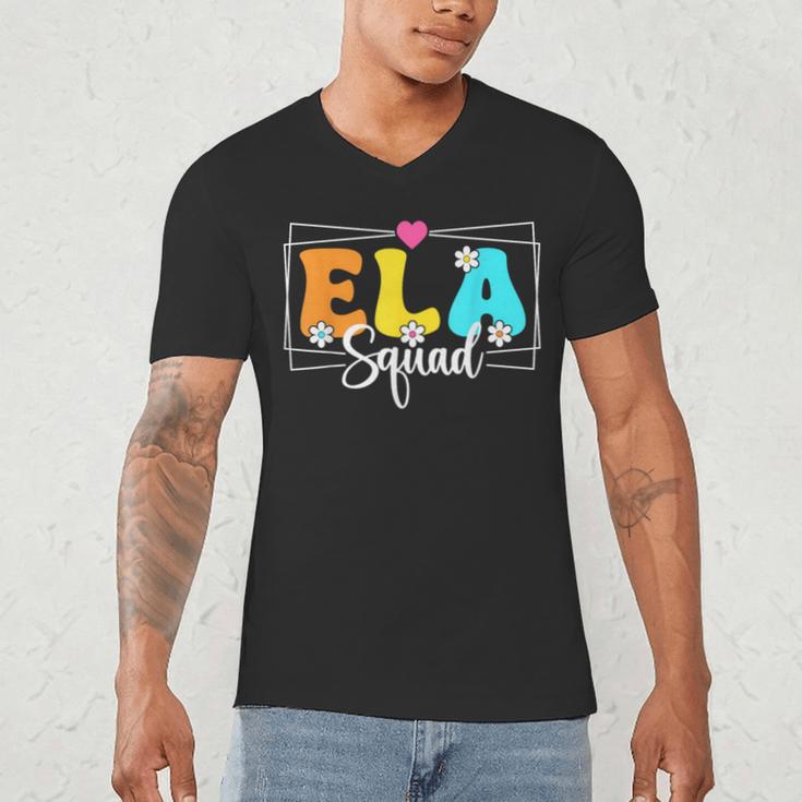 ELA Squad Teacher Back To School English Language Arts Men's V-Neck T-Shirt, novelty gifts, funny gifts
