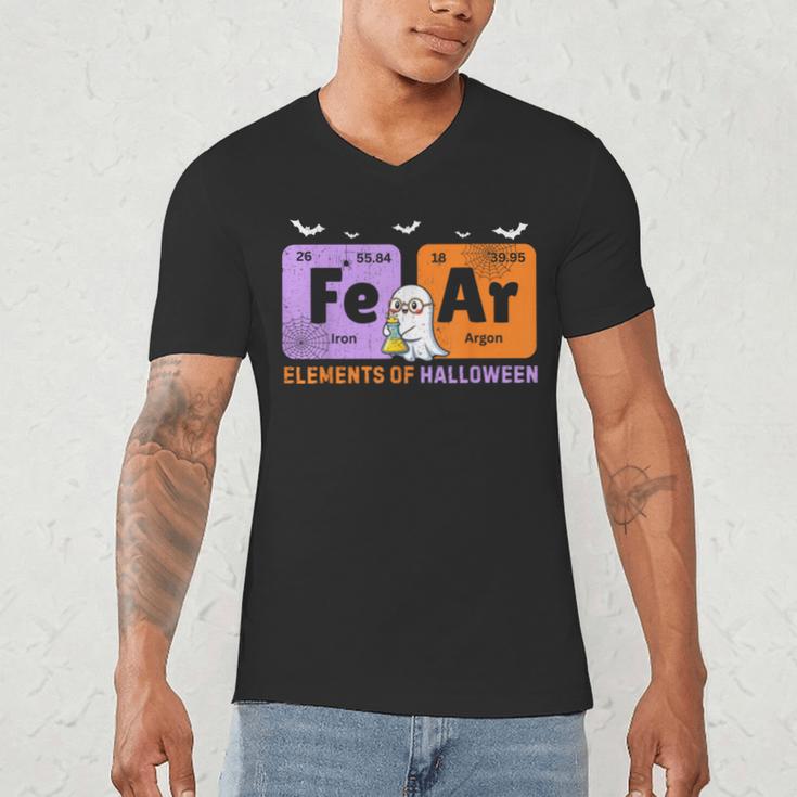 Elements Of Halloween Fear Periodically Chemistry Teacher Men's V-Neck T-Shirt, novelty gifts, funny gifts