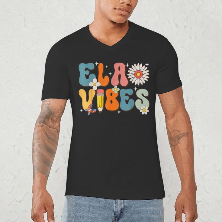 English Teacher Ela Vibes Teacher Kids First Day Of School Men's V-Neck T-Shirt, novelty gifts, funny gifts English Teacher Ela Vibes Teacher Kids First Day Of School Men's V-Neck T-Shirt, novelty gifts, funny gifts