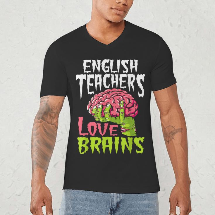 English Teachers Love Brains Zombie Teacher School Halloween Men's V-Neck T-Shirt, novelty gifts, funny gifts English Teachers Love Brains Zombie Teacher School Halloween Men's V-Neck T-Shirt, novelty gifts, funny gifts