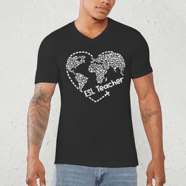 ESL Teacher ESOL Student Cute Heart Shape English Teacher Men's V-Neck T-Shirt, novelty gifts, funny gifts ESL Teacher ESOL Student Cute Heart Shape English Teacher Men's V-Neck T-Shirt, novelty gifts, funny gifts