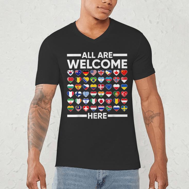 ESL Teacher All Are Welcome Here For Worlds Virtual Teachers Men's V-Neck T-Shirt, novelty gifts, funny gifts