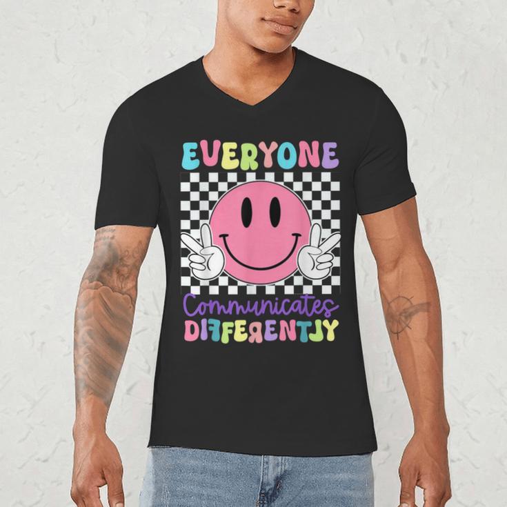 Everyone Communicates Differently Autism Awareness Teacher Men's V-Neck T-Shirt, novelty gifts, funny gifts Everyone Communicates Differently Autism Awareness Teacher Men's V-Neck T-Shirt, novelty gifts, funny gifts