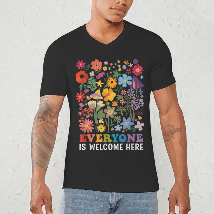 Everyone Is Welcome Here Tshirt Idaho Teacher Support Retro Men's V-Neck T-Shirt, novelty gifts, funny gifts