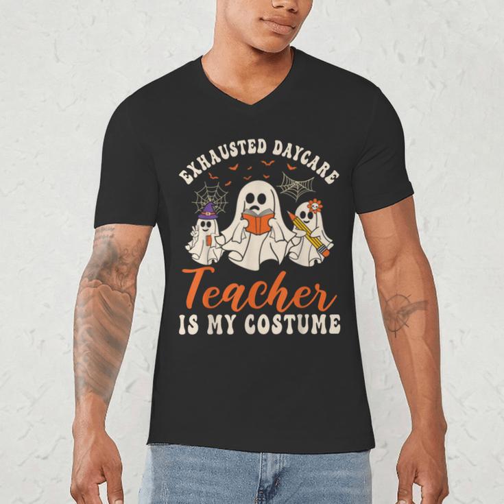 Exhausted Daycare Teacher Is My Costume Halloween Ghost Fun For Men Women Men's V-Neck T-Shirt, novelty gifts, funny gifts Exhausted Daycare Teacher Is My Costume Halloween Ghost Fun For Men Women Men's V-Neck T-Shirt, novelty gifts, funny gifts