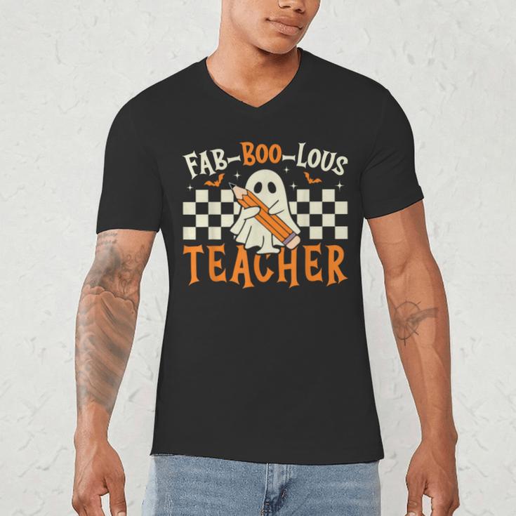 Fab Boo Lous Teacher Retro Ghost Spooky Halloween Costume Men's V-Neck T-Shirt, novelty gifts, funny gifts Fab Boo Lous Teacher Retro Ghost Spooky Halloween Costume Men's V-Neck T-Shirt, novelty gifts, funny gifts