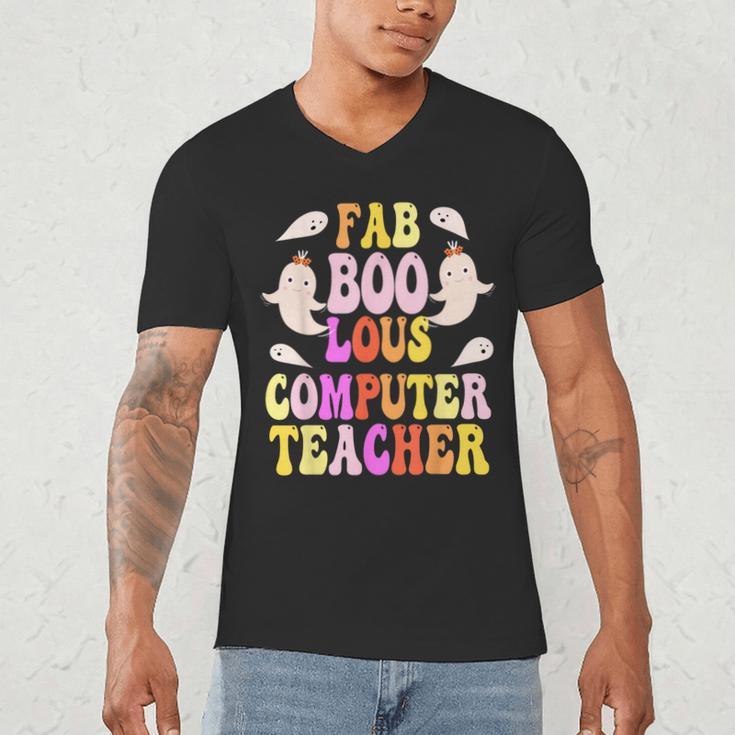 Faboolous COMPUTER TEACHER Costume This Is My Spooky Mom Dad Men's V-Neck T-Shirt, novelty gifts, funny gifts