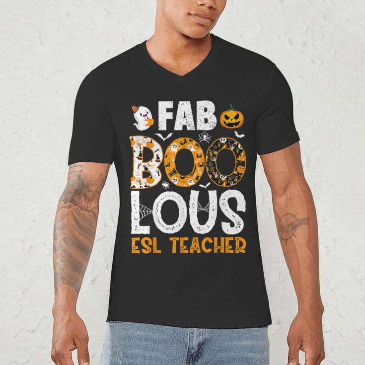 Faboolous ESL ESOL Teacher Spooky Teacher Halloween Costume For Men Women Men's V-Neck T-Shirt, novelty gifts, funny gifts
